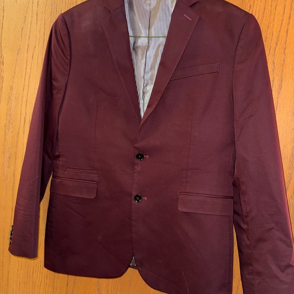 Express Other - Men's Burgundy Blazer - Classic Two-Button Coat